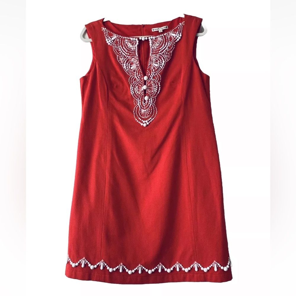 Nanette Lepore Red Beaded Mini Dress